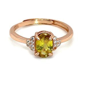 Sphene .85ct Rose Gold Finish Solid 925 Sterling Silver Ring